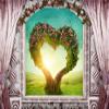 Premium Photo Wallpaper – Castle Window View of Heart Tree, Self-Adhesive Nonwoven, 400 x 300 cm view 1