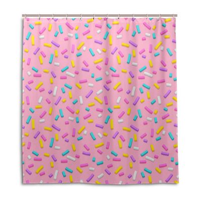 Pink Donuts Glaze Pattern Shower Curtain, 66 x 72 in