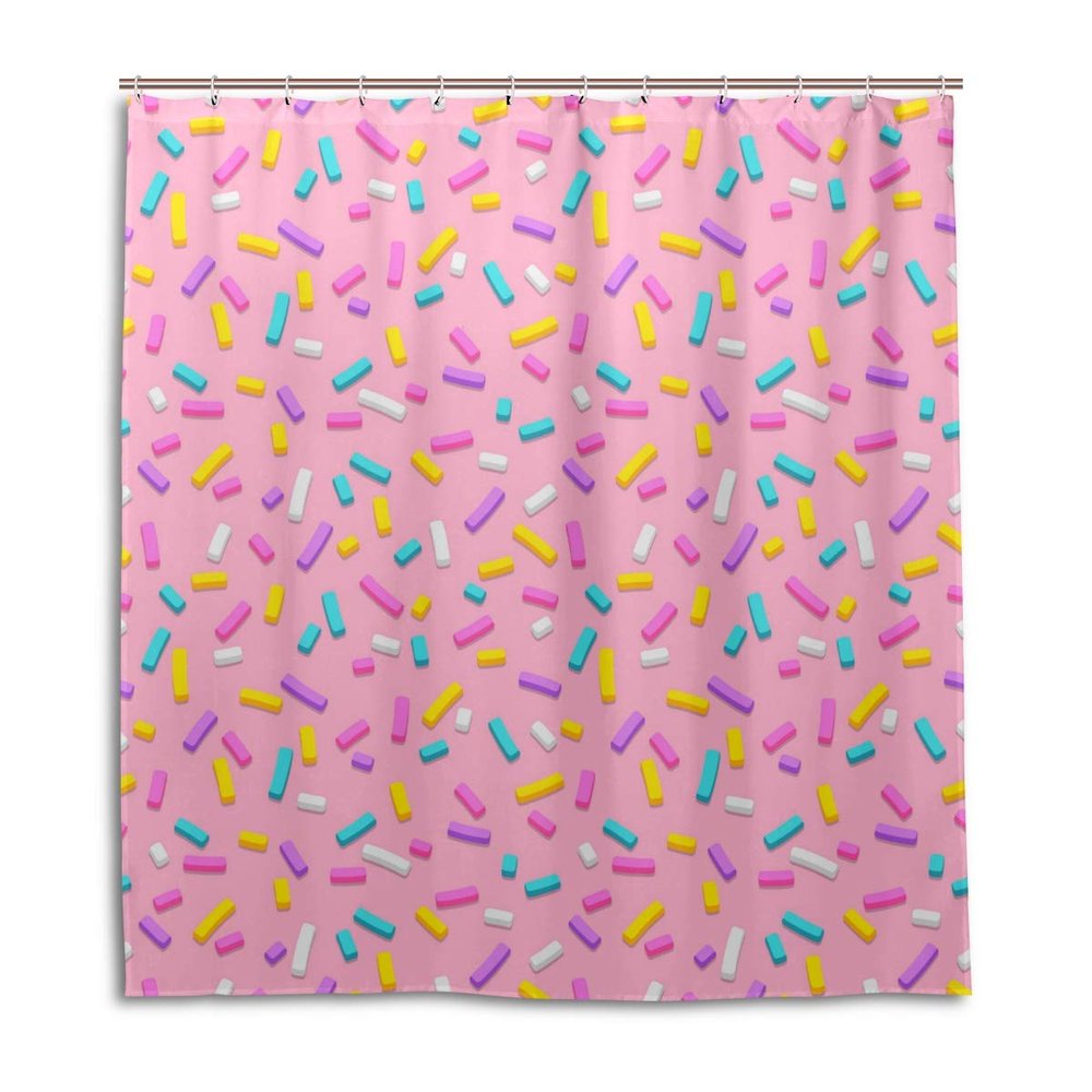 Pink Donuts Glaze Pattern Shower Curtain, 66 x 72 in