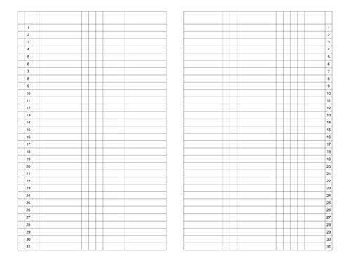 X17 A5 Vertical Tracker List Insert