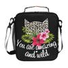 MONTOJ Insulated Lunch Bag with Leopard and Floral Print view 1