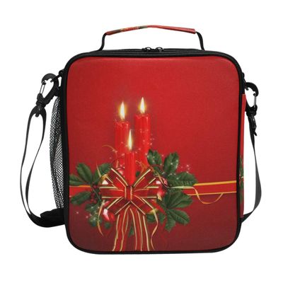 MONTOJ Insulated Lunch Bag with “Merry Christmas” Print, Waterproof, Ice Pack