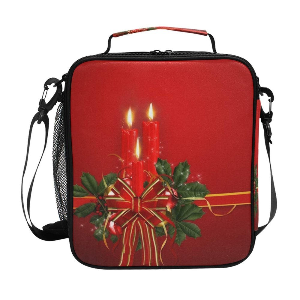 MONTOJ Insulated Lunch Bag with “Merry Christmas” Print, Waterproof, Ice Pack