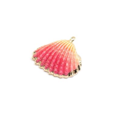 Vintageparts Heart Shell Pendant with Gold-Colored Bail, 1 pc. for DIY Jewelry