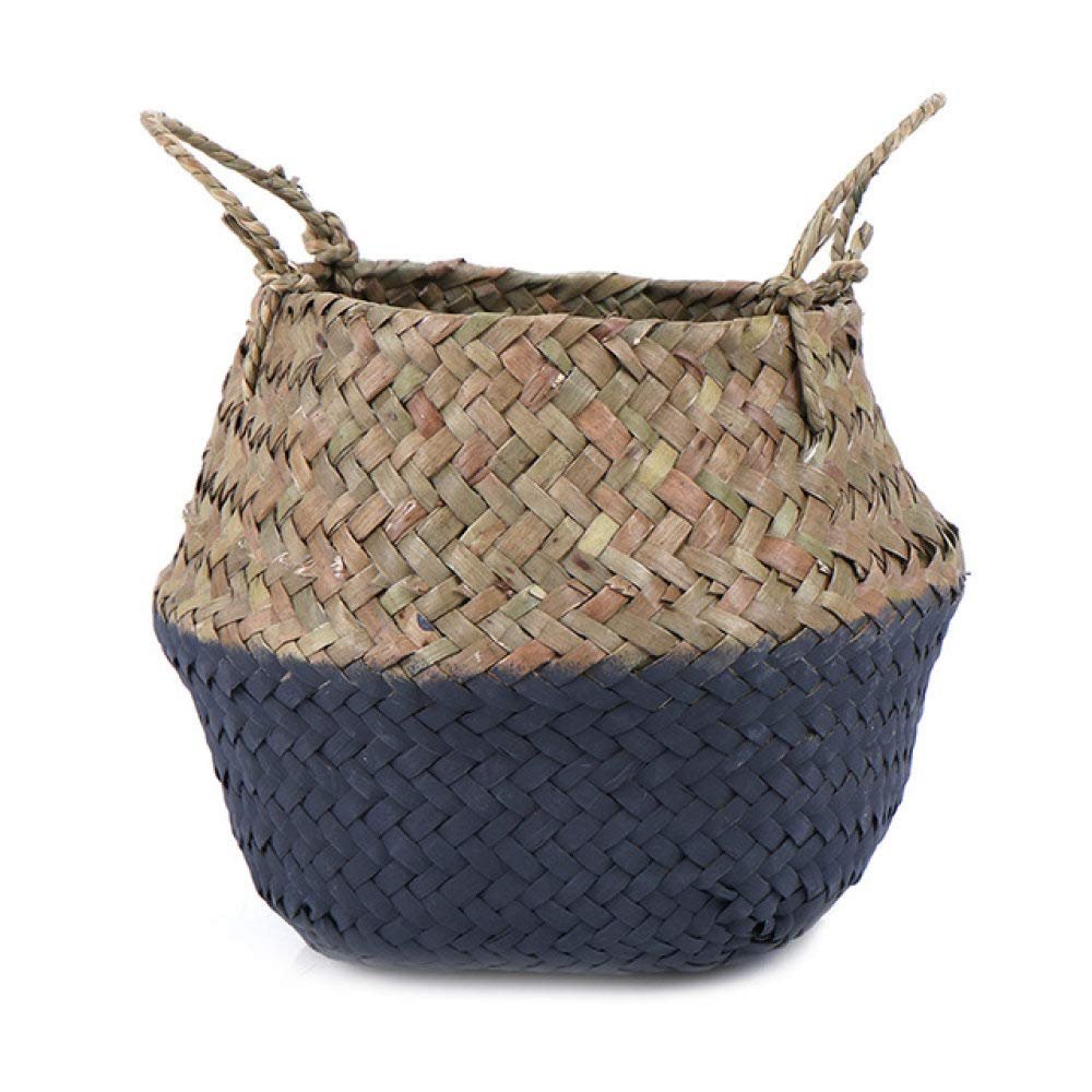 Decorative Seagrass Rattan Basket for Hanging Plants, Storage, or Laundry