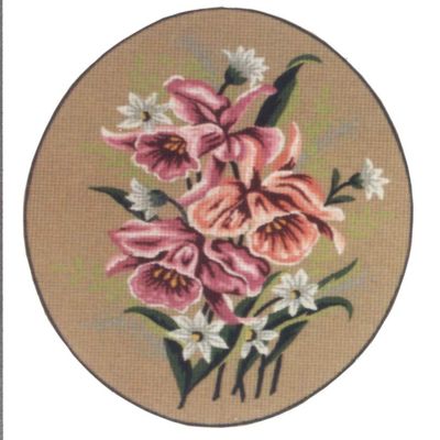 Gobelin L Printed Tapestry Canvas with Pink Flowers, 10 Pieces