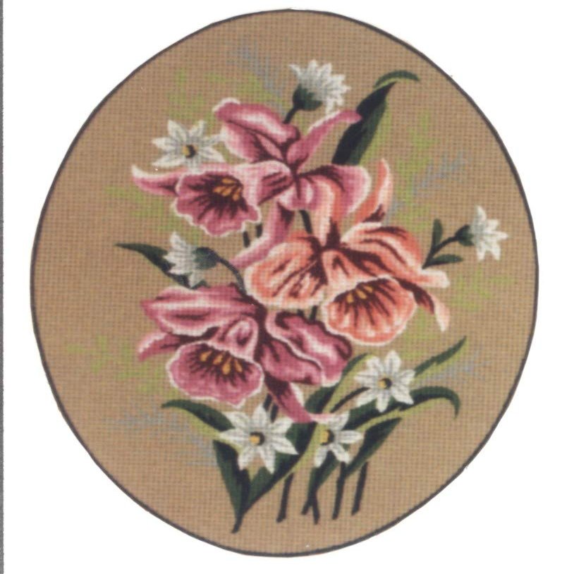 Gobelin L Printed Tapestry Canvas with Pink Flowers, 10 Pieces