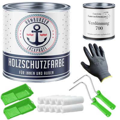 PU Wood Protective Paint, Matte Iron Gray RAL 7011, Weatherproof, UV-Resistant, with Paint Set X300 & 1 L Thinner, 5 L