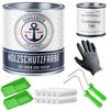 PU Matte Wood Protection Paint, Chocolate Brown RAL 8017, 20 L with Painting Set & 1 L Thinner view 1