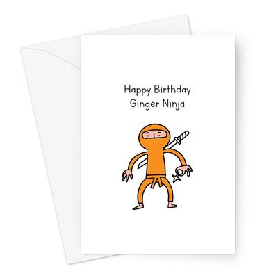 LEMON LOCO Happy Birthday Ginja Ninja Greeting Card | Funny Birthday Card for a Ginger, Rude Birthday Card for a Ginger, Silly Birthday Card for a Ginger
