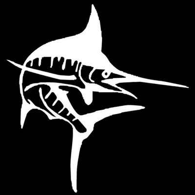 SUIFENG Marlin Fish Car Sticker 14 x 14.5 cm, Creative Cartoon Window Decal, Funny Animal Design, Black/Silver