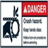 Warning Sticker “DANGER: Crush hazard. Keep hands clear. Follow lockout procedures before servicing.” Sign Film, 35 x 80 / 45 x 100 / 70 x 160 mm, Made in Germany, Size: 35 x 80 mm view 1