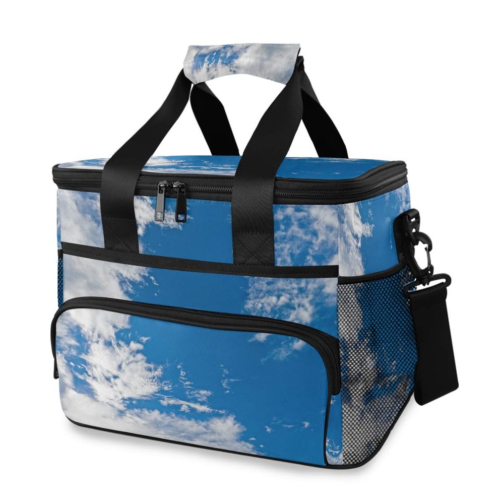 MONTOJ Blue Sky and White Clouds Leakproof Lunch Bag for Picnic, Hiking, Beach, 15 L