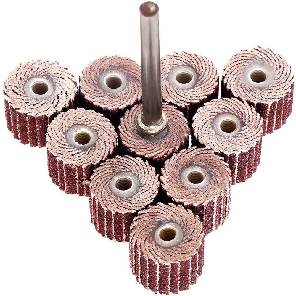 Utoolmart 240-Grit Abrasive Wheel Heads, 30 x 20 x 6 mm, Stainless Steel Handle, with Mandrel, 10-Pack