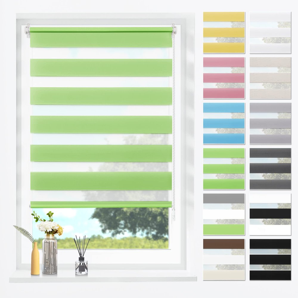 SBARTAR Green Double Roller Blind 80 x 150 cm (Fabric Width 80 cm)