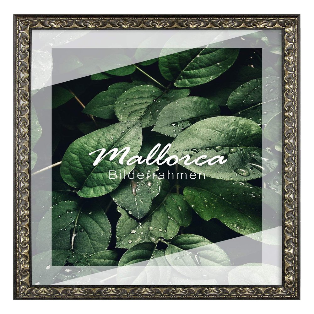 BIRAPA Mallorca Wooden Picture Frame, 21 x 28 cm, Black/Silver, with Anti-Glare Acrylic Glazing