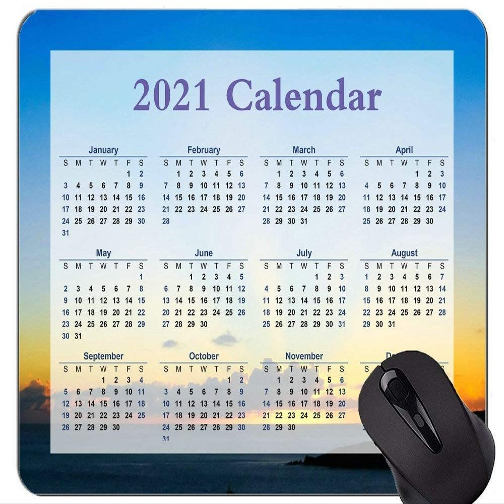 2021 Calendar Gaming Mouse Pad, Sea Dawn Sky Sunset