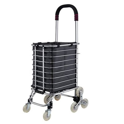 NNHDWS Folding Shopping Cart, Lightweight Stair-Climbing Trolley with Swivel Wheels and Removable Canvas Bag