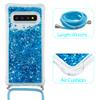 CaseLover Crossbody Phone Case for Samsung Galaxy S10+, Glitter Liquid Quicksand Clear Silicone Case with Adjustable Lanyard, Blue view 2
