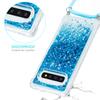 CaseLover Crossbody Phone Case for Samsung Galaxy S10+, Glitter Liquid Quicksand Clear Silicone Case with Adjustable Lanyard, Blue view 3