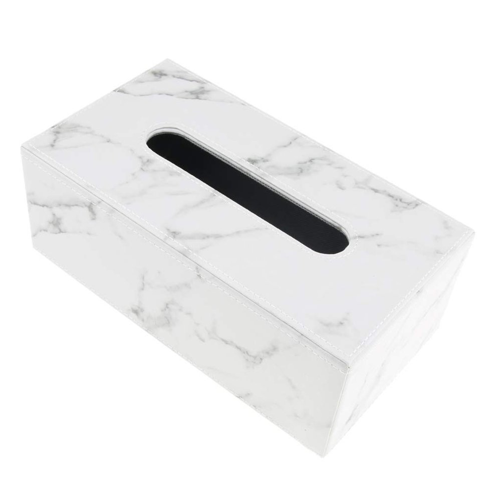 Inzopo Rectangular PU Leather Tissue Dispenser, Napkin Holder, Table Decor, Marble L