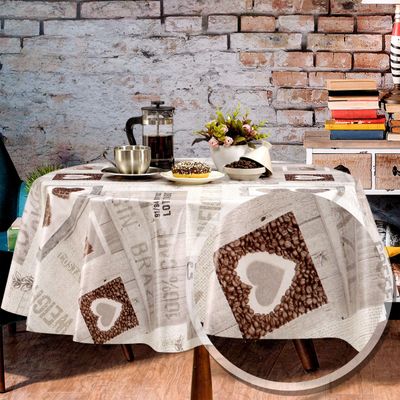 Melody Oilcloth Tablecloth 160 x 140 cm Rectangular, Coffee Sack #6140-02