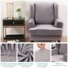 Mingfuxin Stretch Wingback Armchair Cover, Elastic Jacquard, Velvet, Silver Gray view 2