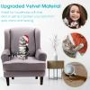 Mingfuxin Stretch Wingback Armchair Cover, Elastic Jacquard, Velvet, Silver Gray view 4