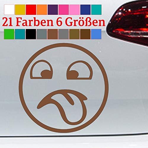 Smiley with Tongue JDM Sticker, Brown, 20 × 20 cm
