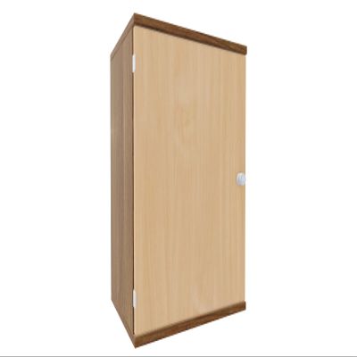 Hinged-Door Cabinet, 1 Decorative Shelf, Lockable, Lock on Right, 600x425x768, Beech/Walnut