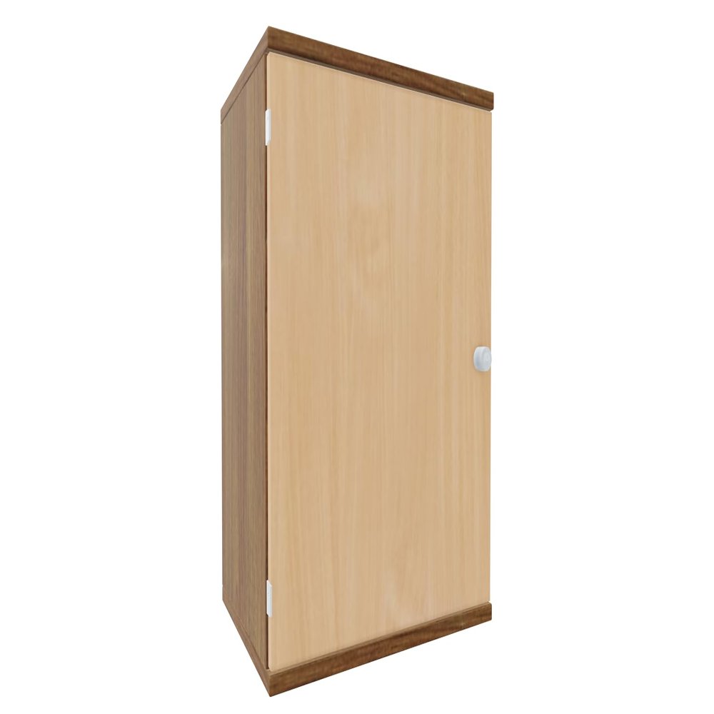 Hinged-Door Cabinet, 1 Decorative Shelf, Lockable, Lock on Right, 600x425x768, Beech/Walnut