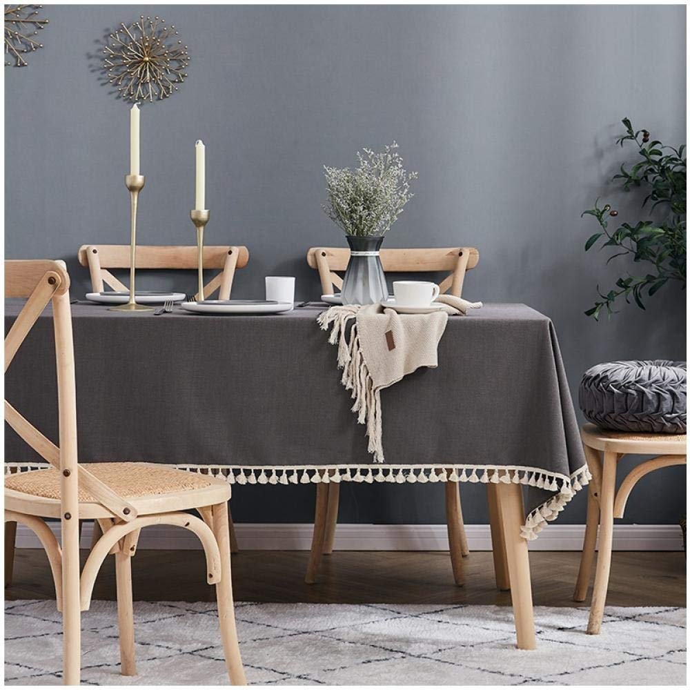 Nordic Modern Solid Cotton-Linen Tablecloth, Blue Lake, 160 x 160 cm