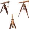 Antique Vintage 1915 Brass Nautical Spyglass Telescope on Wooden Tripod view 1