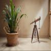 Antique Vintage 1915 Brass Nautical Spyglass Telescope on Wooden Tripod view 2