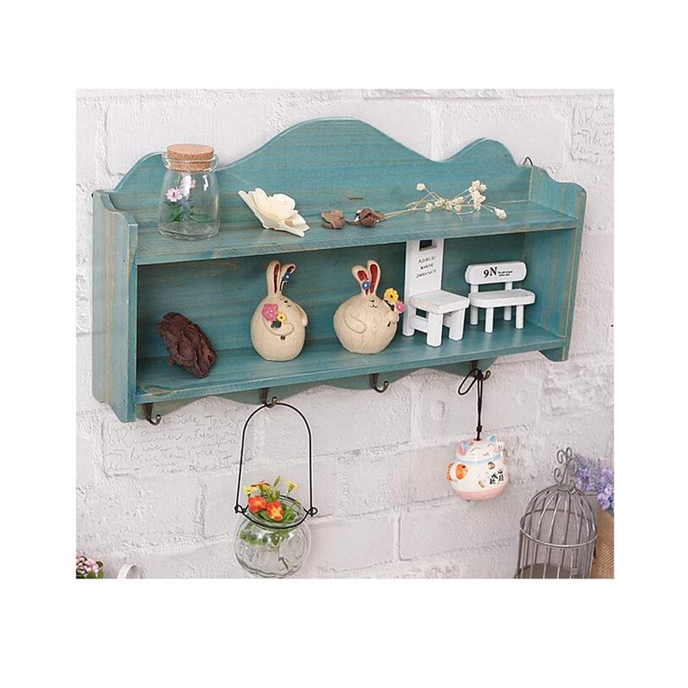 GJSN Geometric Wall-Mounted Iron Shelf, White and Blue