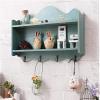 GJSN Geometric Wall-Mounted Iron Shelf, White and Blue view 2