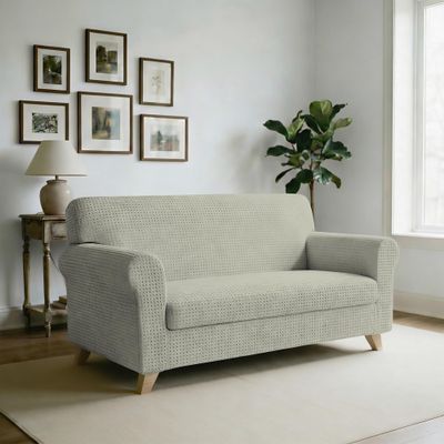 Italian Bed Linen Iris Stretch Sofa Cover, Cream, 3 Seats