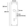 ck-Türbeschläge Renovation Set, Long Backplate Q, V2A Brushed Stainless Steel, 250 × 55 × 2 mm, Shine, BB view 4