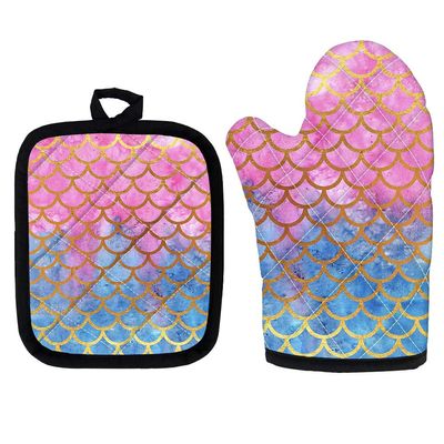 HUGS IDEA Insulated Oven Mitts, Heat-Resistant to 200°C, Candy Colors
