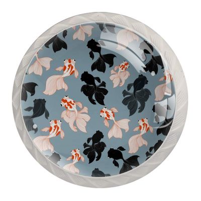 EZIOLY Goldfish Blackmoor Round Cabinet Knobs for Kitchen Cabinets, 4-Pack, White Handles