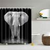 FANSU Mold-Resistant Shower Curtain, 3D Printed, 100% Polyester, Waterproof, Antibacterial, with 12 C-Shaped Plastic Hooks, Elephant, 165 x 180 cm view 1