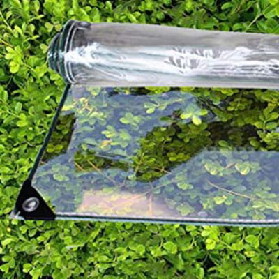 Transparent PVC Heavy-Duty Waterproof Tarp with Grommets, 0.3 mm, 1.2 x 5 m