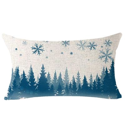 NIDITW Merry Christmas Pillow Cover with Snowflake and Pine Tree, Jute, Henna, 12 x 20 in