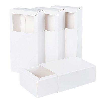 BENECREAT 20-Pack Kraft Paper Drawer Boxes, 11.3 x 8.3 x 4.5 cm, White