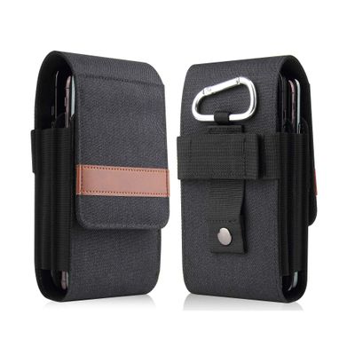 Dual-Layer Belt-Clip Loop Holster Phone Pouch with Card Slot for Samsung Galaxy S24 Ultra, S23 Ultra, S20 Ultra, S20 FE, S23+, S24+, A14, A54, A52s, A23, A22, A04, A03S, M22 (Black)