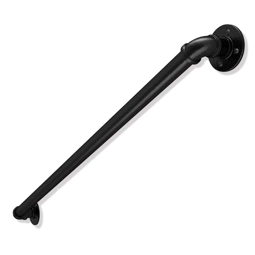XFSHKJS Wall-Mounted Stair Handrail, Black Wrought Iron, 10 ft/300 cm
