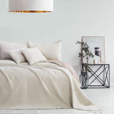 RESTILO Softa Reversible Bedspread, Beige/Cappuccino, 170 x 210 cm