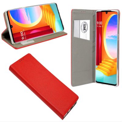 cofi1453 Book-Style Wallet Case for LG Velvet, Red