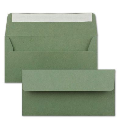 700 Kraft Paper DL Envelopes, Green, Self-Adhesive, 11 x 22 cm