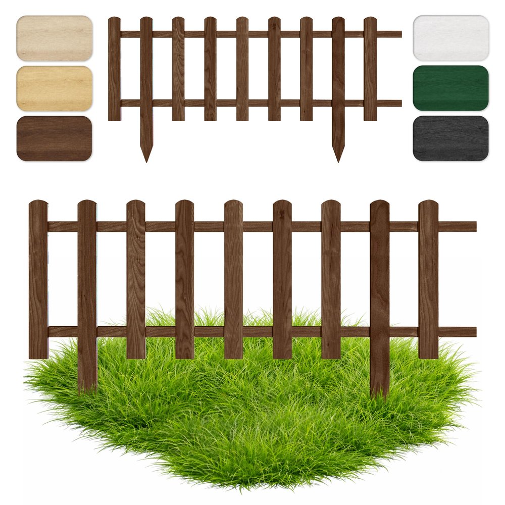 Floranica Wooden Garden Edging Fence, 40 x 100 cm, Brown